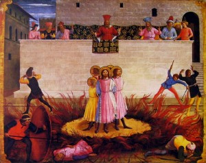Scopri di più sull'articolo “I Santi Cosma e Damiano vanamente condannati al rogo” di Beato Angelico